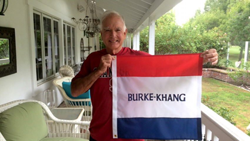 Burke with flag