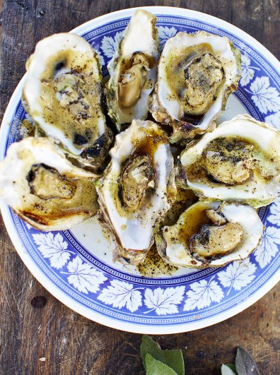 Ash-cooked oysters with butter