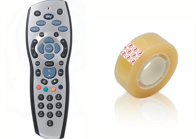 A remote control and tape