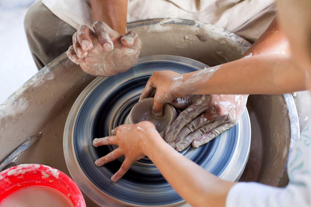 A pottery class with kids.