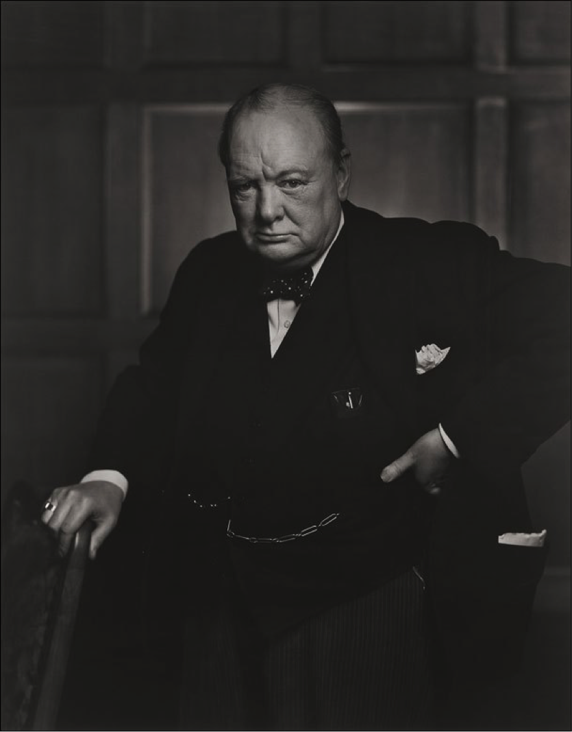 A photo by Yousuf Karsh of Winston Churchill.