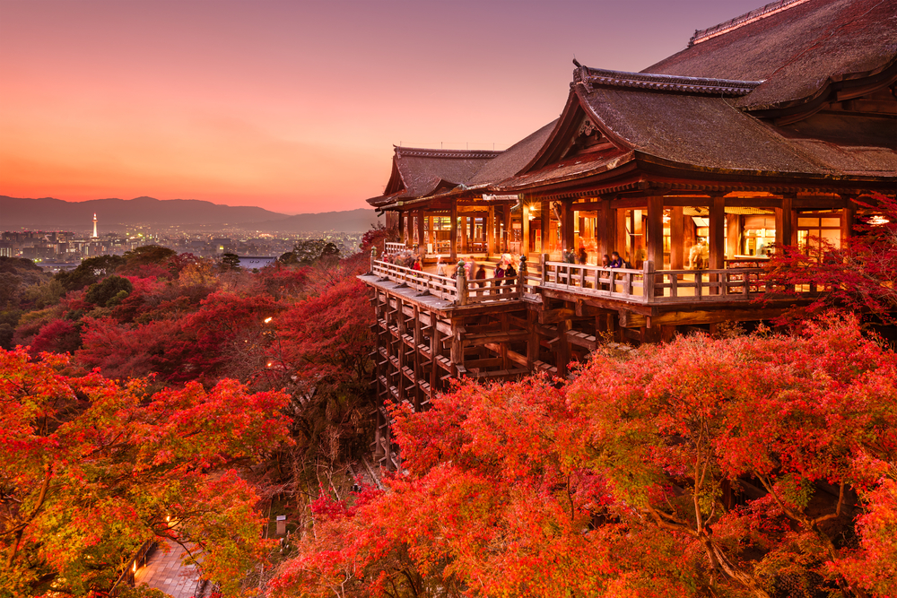 Kyoto, Japan at Kiyomizu-dera Temple.