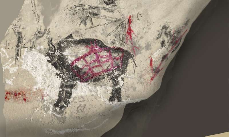 A reproduction of a putative wisent painted in the Marsoulas cave (Haute-Garonne, France) during the the Magdalenian period. Read more at: http://phys.org/news/2016-10-higgs-bisonmystery-species-hidden-cave.html#jCp