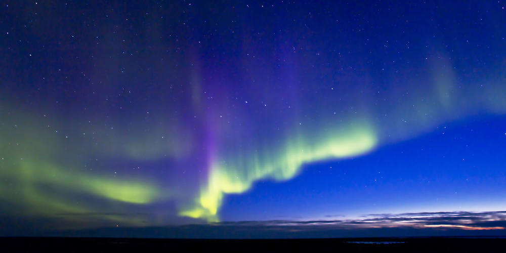 Aurora Borealis with twilight - Hudson Bay, Canada.