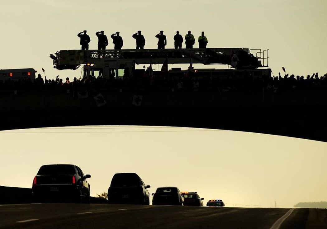 Body of Cpl. Nathan Cirillo is transported in a hearse from Ottawa to Hamilton