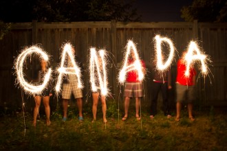 Canada lit up with sparklers.