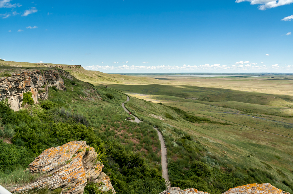 Canadian Prairie at Head-Smashed-In Buffalo Jump world heritage site in Southern Alberta, Canada