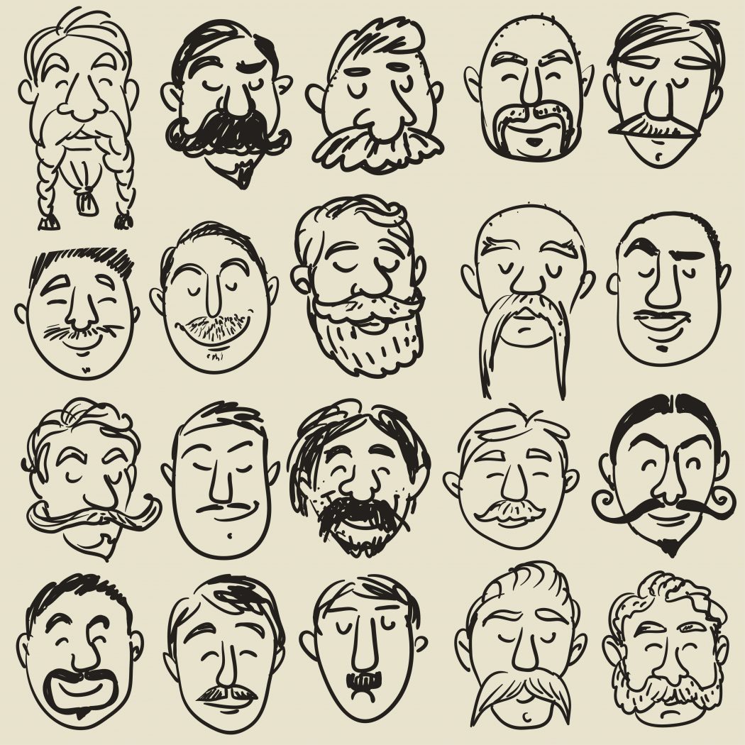 Collection of male faces with different kind of mustache