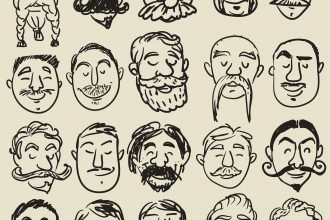 Collection of male faces with different kind of mustache